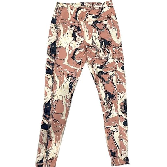 Exercise leggings Pants marble Pink Design cell phone side pockets high … - Picture 1 of 4